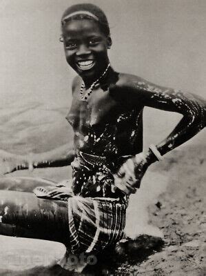 1952 Vintage Africa Tribal Black Negro Female Nude Bathing Soap Photo 1952 Vintage Africa Tribal Black Negro Female Nude Bathing Soap Photo