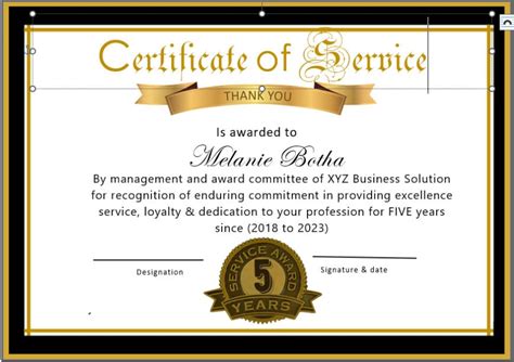 5 Year Certificate Of Service Template In Ms Word Etsy 5 Year Certificate Of Service Template In Ms Word Etsy
