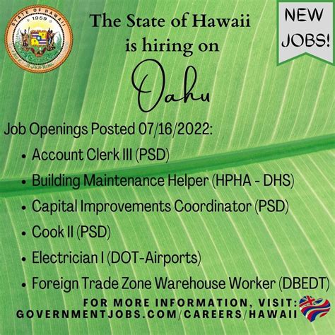 Oahu Government Jobs Hawaii