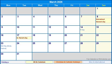March 2026 Uk Calendar With Holidays For Printing Image Format March 2026 Uk Calendar With Holidays For Printing Image Format