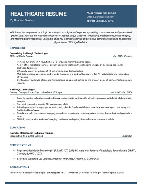 Resume Healthcare Examples